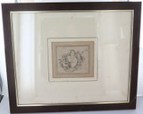 c1700s Pen & Ink Wash, Matted & Framed. Signed & Dated.