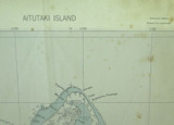 Rare Very Large WW2 USA Nautical & Land Map of Aitutaki, Cook Islands, Pacific.