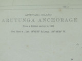 Rare Very Large WW2 USA Nautical & Land Map of Aitutaki, Cook Islands, Pacific.