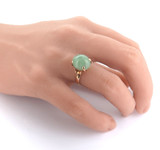 Vintage 14ct Yellow Gold & Apple Jade Decorative Dress Ring Size M 4.6g