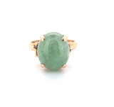 Vintage 14ct Yellow Gold & Apple Jade Decorative Dress Ring Size M 4.6g