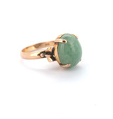 Vintage 14ct Yellow Gold & Apple Jade Decorative Dress Ring Size M 4.6g