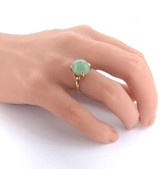 Vintage 14ct Yellow Gold & Apple Jade Decorative Dress Ring Size M 4.6g