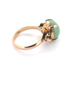 Vintage 14ct Yellow Gold & Apple Jade Decorative Dress Ring Size M 4.6g