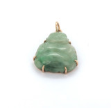 Vintage 14ct Yellow Gold & Sage Green Jade Happy Buddha Pendant 5.2g