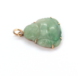 Vintage 14ct Yellow Gold & Sage Green Jade Happy Buddha Pendant 5.2g