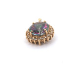 Sparkling 14ct Yellow Gold & Mystic Topaz Halo Pendant Enhancer 6.6g