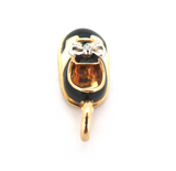 .Aaron Basha 18ct Yellow Gold Diamond Black & White Enamel Baby Shoe Pendant 7.5g