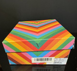 Auth. Valentino Zeppa Multicolour Rainbow Wedge Sandals Sz 37.5