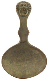 .1800s GOTHIC BRASS / BRONZE TEA CADDY SPOON.