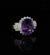 Vintage Amethyst & 1.20cttw Diamond 14k Gold Ring Size N1/2 Val $4420