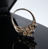 Vintage Amethyst & Diamond 14k Gold Cluster Ring Size N Val $2830