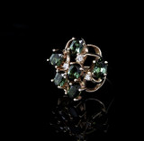 Australian Green Sapphire & Diamond 14k Gold Ring Size O Val $6945