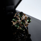 Australian Green Sapphire & Diamond 14k Gold Ring Size O Val $6945