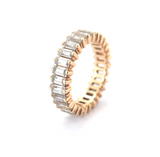 Sparkling 14ct Yellow Gold & CZ Baguette Anniversary Ring Size N 5.8g