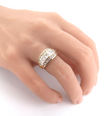 Sparkling 14ct Yellow Gold & Channel Set Cubic Zirconia Dress Ring Size L 4.6g