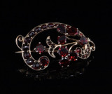 Vintage 14ct Rose Gold Garnet Floral Bouquet Style Brooch Val $3150