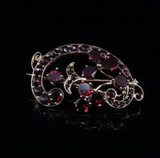Vintage 14ct Rose Gold Garnet Floral Bouquet Style Brooch Val $3150
