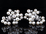 Vintage Cultured Pearl & Diamond Set 14K Gold Bouquet Style Ear Clips Val $8910