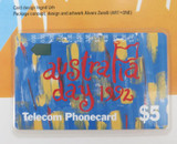 1992 Telecom Phonecard Unused Mint on Folder "Australia Day 1992"