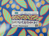 1994 Telecom Phonecard Unused Mint on Folder "Australia Day 1994"