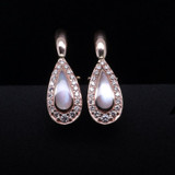 Vintage Mother of Pearl & Diamond 14k Rose Gold Drop Ear Clips Val $4400