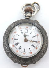 Nice Dial / c1900 Mignon .800 Silver Pin Set Ladies Pocket Watch