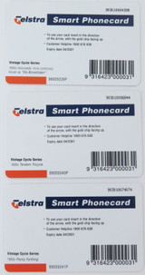 SCARCE !! Telstra Set 3 Smart Phonecards "Vintage Cycle Series"