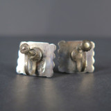 Vintage Carved Onyx Tribal Mask and Sterling Silver Screw-on Earrings