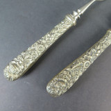 Small Vintage Stieff Rose by S Kirk & Son Sterling Silver & Steel Carving Set #3