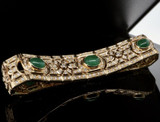 Cabochon Emerald & 2.98 ct Diamond Set 14ct Gold Bracelet 19cm 43.9g Val $28,980