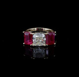 2.00cttw Ruby & 2.02ct Cushion Cut Diamond 18ct Gold Ring Sz L Val $37425