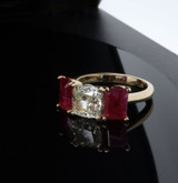 2.00cttw Ruby & 2.02ct Cushion Cut Diamond 18ct Gold Ring Sz L Val $37425