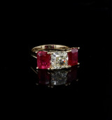 2.00cttw Ruby & 2.02ct Cushion Cut Diamond 18ct Gold Ring Sz L Val $37425
