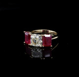 2.00cttw Ruby & 2.02ct Cushion Cut Diamond 18ct Gold Ring Sz L Val $37425