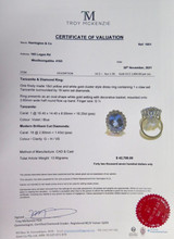 16.2ct Violet Blue Tanzanite & 1.43ct VS Diamond Halo 18ct Gold Ring Val $42700