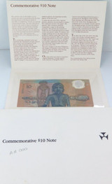 RARE 1988 Australian Polymer $10 / UNC AA 000 Prefix / Folder Original Envelope*