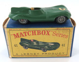 Vintage / Nice Lesney Matchbox "D" Type Jaguar #41 + Original Box