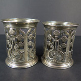 Two 1903 Edwardian Sterling Silver Glass Bottle Covers by James Deakin & Sons