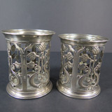 Two 1903 Edwardian Sterling Silver Glass Bottle Covers by James Deakin & Sons