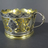 Large Vintage / Antique Russian .875 Silver and Niello Enamel Candy Bowl Server