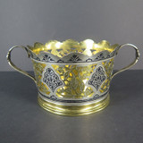 Large Vintage / Antique Russian .875 Silver and Niello Enamel Candy Bowl Server