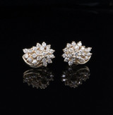 One Pair of 14K Gold 0.80cttw Diamond Set Cluster Earrings Val $4315