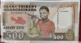 Banknotes of All Nations Madagascar 500 Ariary Francs + Card.