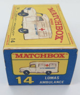 Vintage Lesney Matchbox Lomas Ambulance No 14 + Box.
