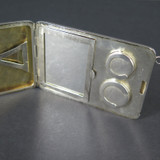 Antique Elgin, USA Sterling Silver Cosmetic & Coin Compact Case, AES Monogram