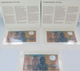 RARE 3 Consec Numbers 1988 Australian $10 UNC AA 15 074954 - 56 + Envelopes