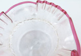 Late Victorian / Edwardian Threaded & Ruffle Glass Small Bowl with Cranberry Rim