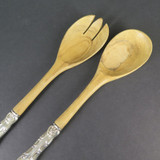 Pair of Gorham, USA Sterling SiIver Handled Wooden Salad Servers