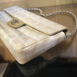 Chanel Ivory Jacquard Nylon 'Travel Line' East West CC Bag
